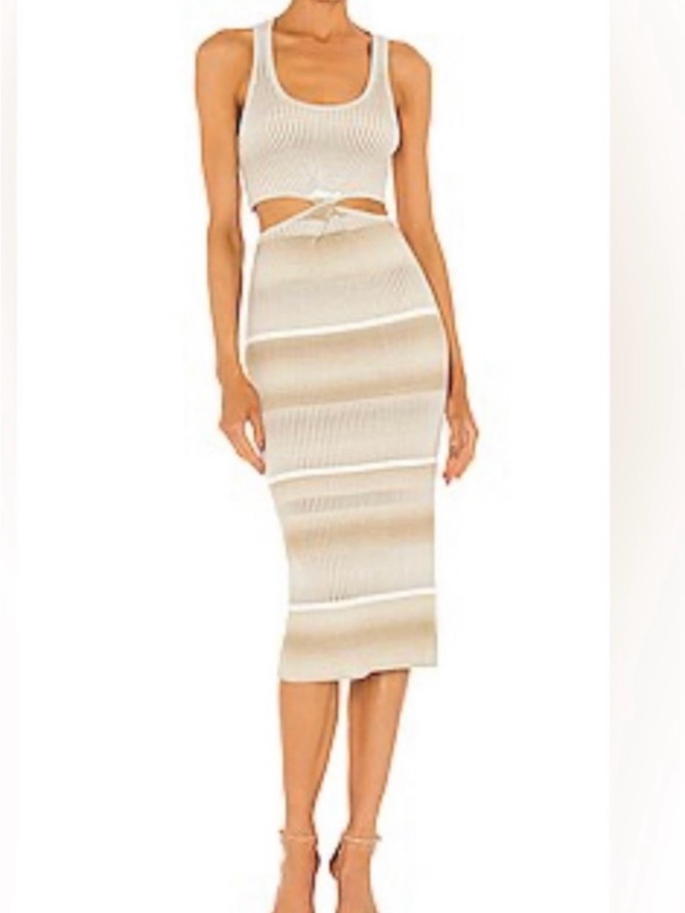 Jonathan Simkhai Cream Ribbed Knit Midi Dress